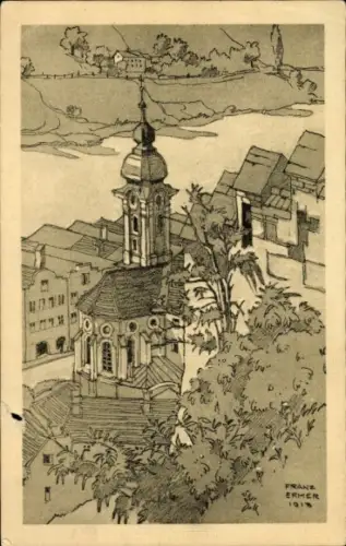 Künstler Ak Ermer, Franz, Burghausen an der Salzach Oberbayern, Spitalkirche