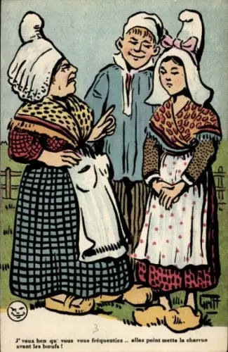 Künstler Ak Griff, Französische Tracht