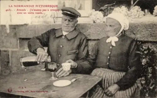 Ak Normandie, Mann und Frau in normannischer Tracht