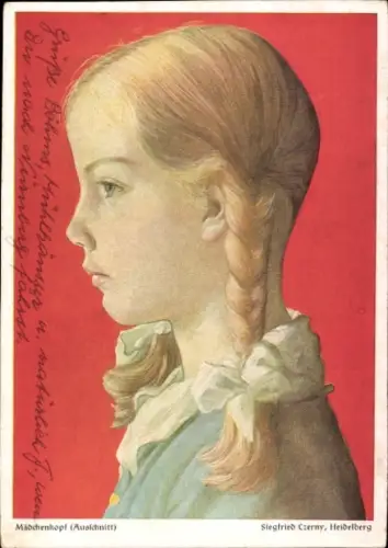 Künstler Ak Czerny, Siegfried, Mädchenkopf, Portrait im Profil