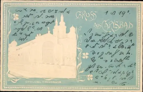 Präge Ak Karlovy Vary Karlsbad Stadt, Sprudel Kolonnade