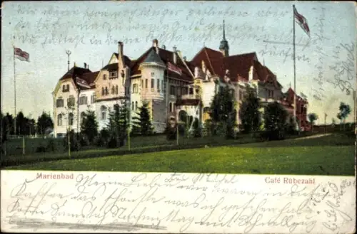 Relief Ak Mariánské Lázně Marienbad Region Karlsbad, Café Rübezahl