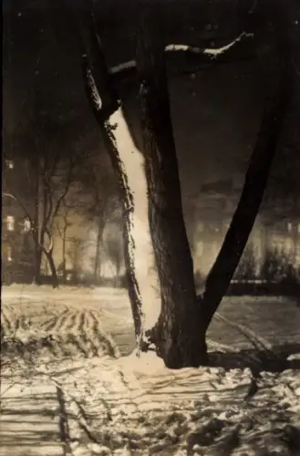 Foto Ak Dresden, Nachtaufnahme im Winter