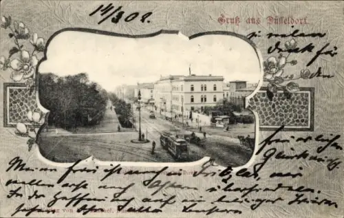 Passepartout Ak Düsseldorf, Haraldstraße, Post Direktion