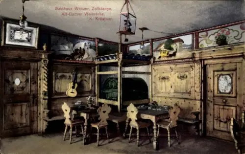 Ak Bozen Bolzano Südtirol, Gasthaus Wenzer, Zollstange, Alt-Bozner Weinstube, K. Kräutner, Innena