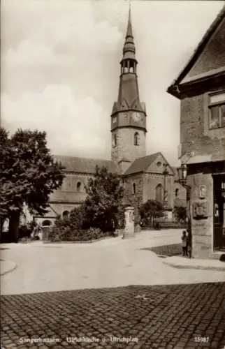 Ak Sangerhausen am Harz,  Ulrichkirche, Ulrichplatz,  Ansicht