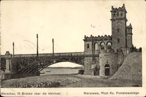 Ak Warszawa Warschau Polen,  III Brücke über die Weichsel, Most Ks. Poniatowskiego