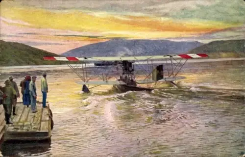 Ak Österreichisch ungarisches Hydroplan im Aufstieg, Militärflugzeug, Wasserflugzeug