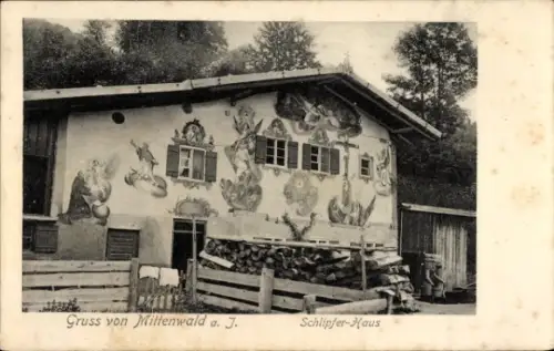 Ak Mittenwald in Oberbayern,  Schlipfer-Haus