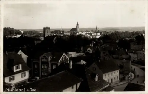 Ak Mühldorf am Inn Oberbayern, Blick auf  Stadtansicht, Türme, Dächer