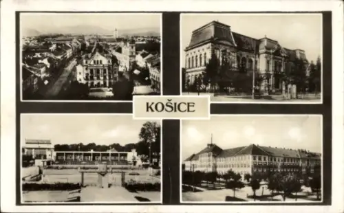 Ak Košice Kassa Kaschau Slowakei, Schwarz-Weiß-Bilder, Stadtansichten, KOŠICE,  Gebäude