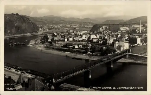 Ak Strekov Schreckenstein Ústí nad Labem Aussig Elbe Stadt, Schichtwerke B. Schreckenstein, Fluss