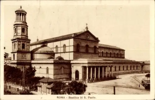 Ak Roma Rom Lazio, Basilika di S. Paolo,   Architektur, sepia Ton