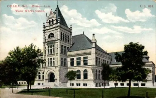 Ak Omaha Nebraska USA, Wasserwerksstation in Omaha, Neb.,  Architektur, 