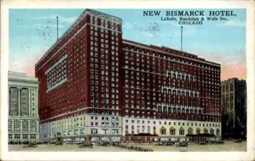 Ak Chicago Illinois USA, New Bismarck Hotel,  farbige Illustration, 