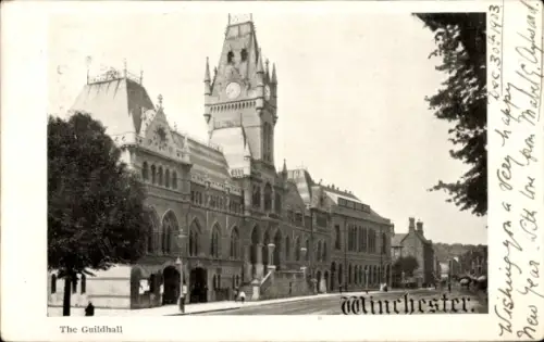 Ak Winchester South East England,  The Guildhall, Datum: 304.12.1903, Neujahrswünsche