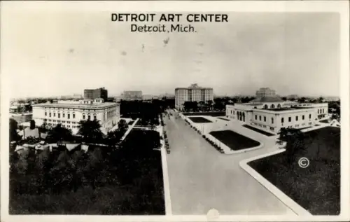 Ak Detroit Michigan USA, Detroit Art Center,  Mich., Gebäudeansicht, Schwarz-Weiß-Foto
