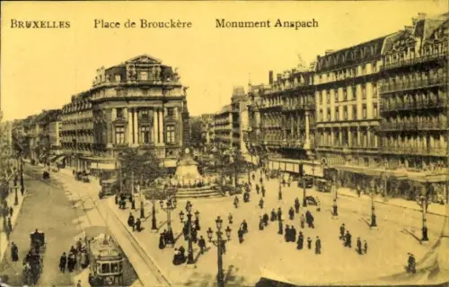 Ak Bruxelles Brüssel,  Place de Brouckère, Monument Anspach,  Stadtansicht