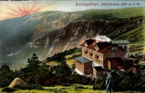 Ak Labský důl Elbgrund Riesengebirge Region Königgrätz, Elbfallbaude