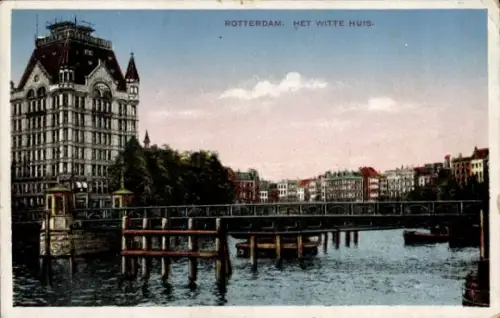 Ak Rotterdam Südholland Niederlande, das weiße Haus, Brücke