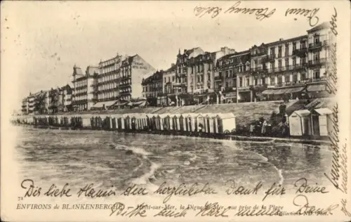 Ak Blankenberghe Blankenberge Westflandern, Strandansicht, Häuserzeile, Strandkörbe, Blankenberge