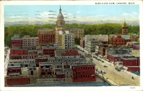 Ak East Lansing Michigan USA, Stadtansicht