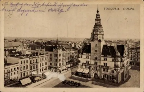 Ak Opava Troppau Region Mährisch Schlesien, Stadtansicht, Rathaus,  