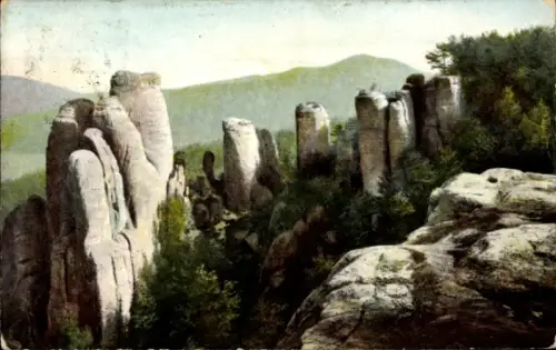 Ak Jičín Jitschin Region Königgrätz, Prachovské skály, Hlaholská vyhlídka, Felsformation