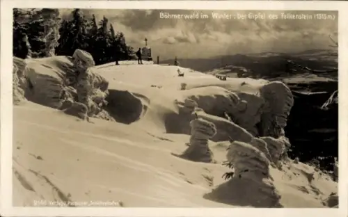 Ak Šumava Böhmerwald, Böhmerwald im Winter, Gipfel des Falkenstein, Schnee, Winterlandschaft