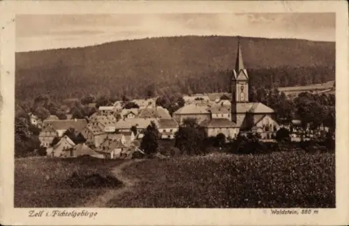 Ak Zell im Fichtelgebirge Oberfranken, Gesamtansicht, Waldstein