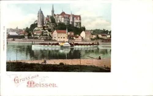 Ak Meißen Sachsen, Schloss, Salondampfer