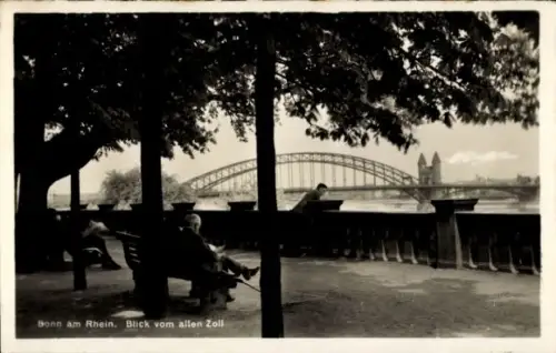 Ak Bonn am Rhein, Bonn am Rhein, Blick vom alten Zoll, Brücke, Fluss, Bäume