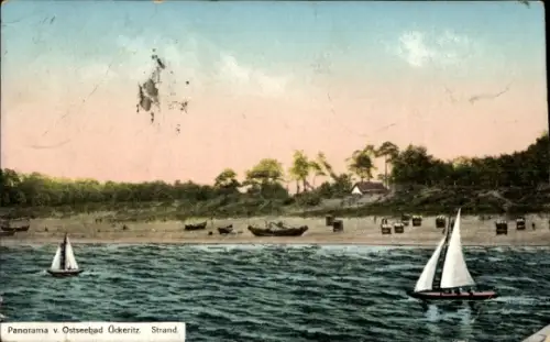 Ak Ostseebad Ückeritz auf Usedom, Strandblick