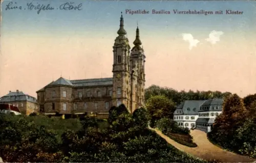 Ak Vierzehnheiligen Bad Staffelstein am Main Oberfranken, Päpstliche Basilica  Kloster, 