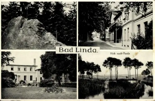 Ak Bad Linda Pausa im Vogtland, Felsen, Gebäude, Straße, Blick auf Landschaft