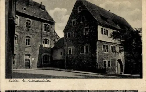 Ak Lutherstadt Eisleben,  Am Andreaskichplate, Gebäude, Straßenansicht