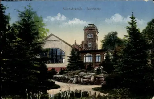 Ak Butterberg Bischofswerda in Sachsen, Bischofswerda Bulterberg, Gartenlandschaft, Gebäude, Bäum