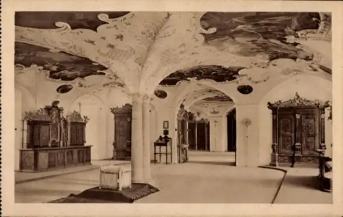 Ak Ettal Oberbayern, Kloster Ettal, Benediktinerabtei, Sakristei