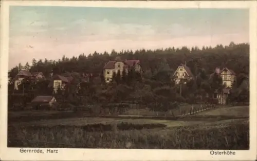 Ak Gernrode Quedlinburg im Harz,  Osterhöhe, Landschaft mit Häusern, Bäume, Wiese