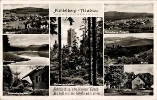 Ak Neubau Fichtelberg im Fichtelgebirge Oberfranken, Ortsansichten, Silberhaus, Schneeberggipfel