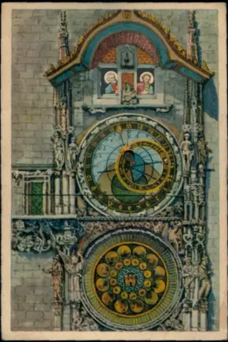 Mechanische Ak Praha Prag Tschechien, astronomische Uhr am Rathaus