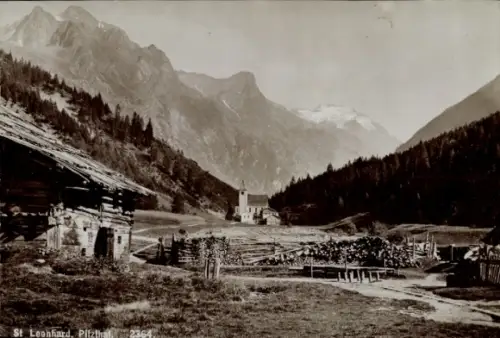 Ak St. Leonhard im Pitztal in Tirol, Teilansicht, Kirche