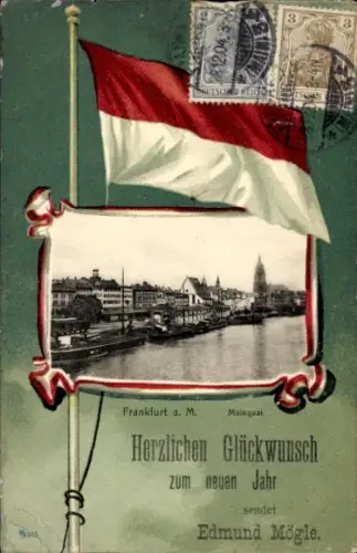 Passepartout Ak Frankfurt am Main, Mainquai, Flagge