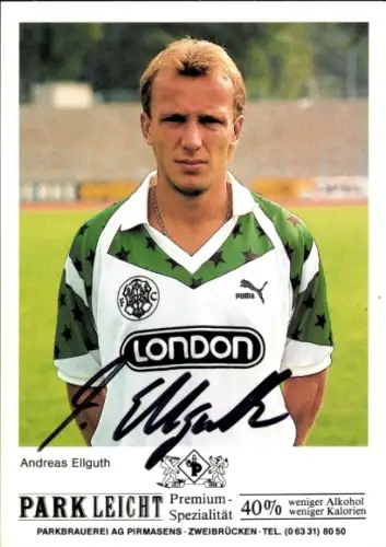 Autogrammkarte Fußballer Andreas Ellguth, FC Homburg, Autogramm