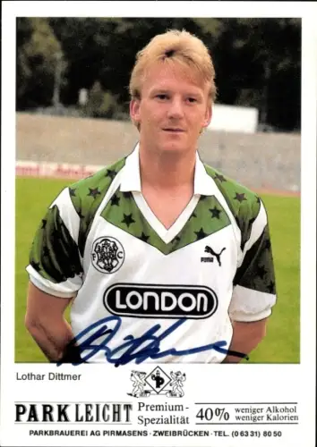 Autogrammkarte Fußballer Lothar Dittmer, FC Homburg, Autogramm