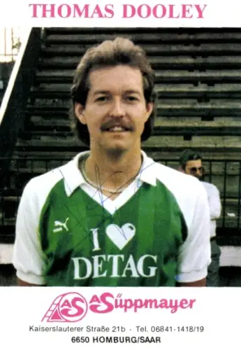 Autogrammkarte Fußballer Thomas Dooley, FC Homburg, Autogramm
