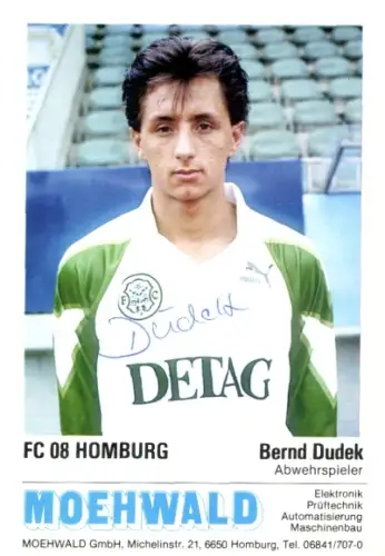 Autogrammkarte Bernd Dudek, FC 08 Homburg, Portrait, Autogramm