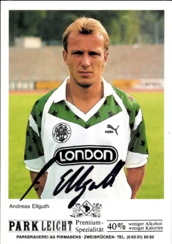 Autogrammkarte Fußballer Andreas Ellguth, FC Homburg, Autogramm