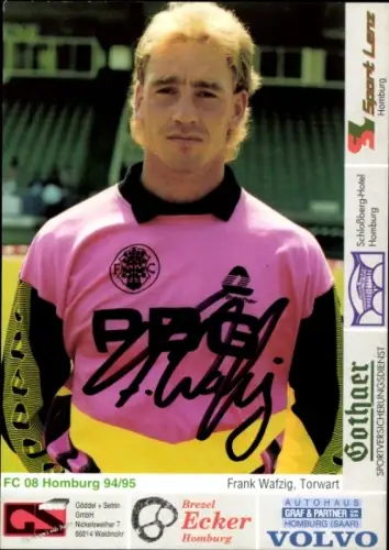 Autogrammkarte Fußballer Frank Wafzig, FC Homburg, Autogramm