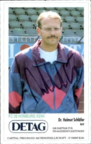 Autogrammkarte Mannschaftsarzt Dr. Helmut Schläfer, FC Homburg, Autogramm